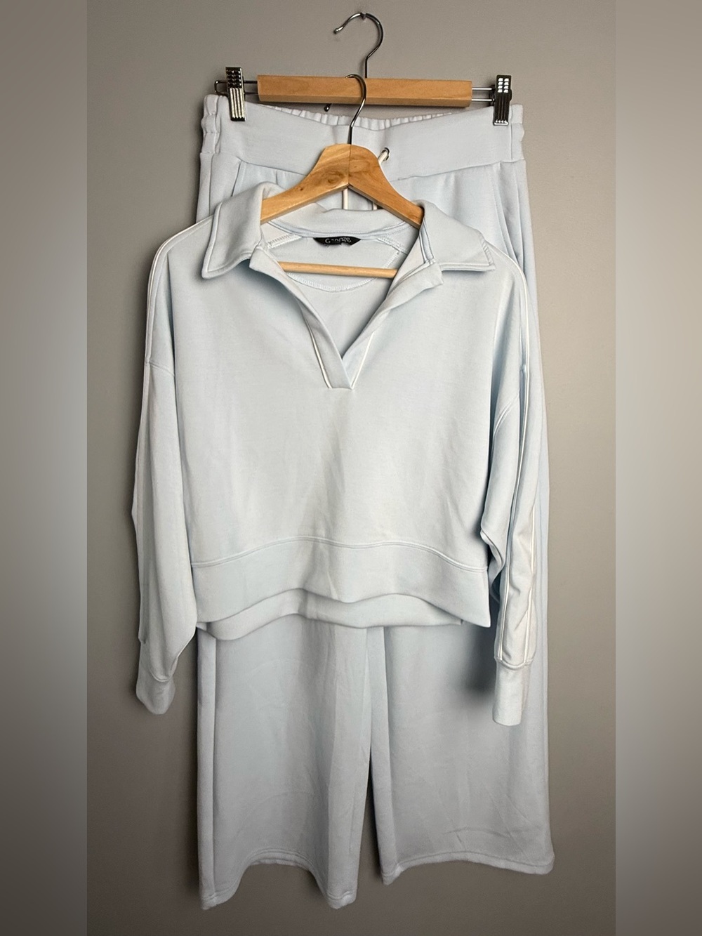 George Pale Blue Collared Lounge Set